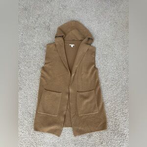 Cato Camel Knit Hooded Sweater Vest Layering Piece Oversized Size Small